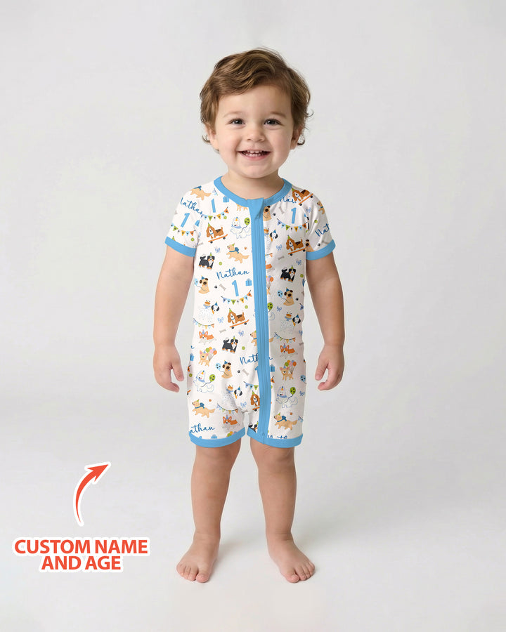 Custom Name Birthday Dogs Party Bamboo Shorty Zippy