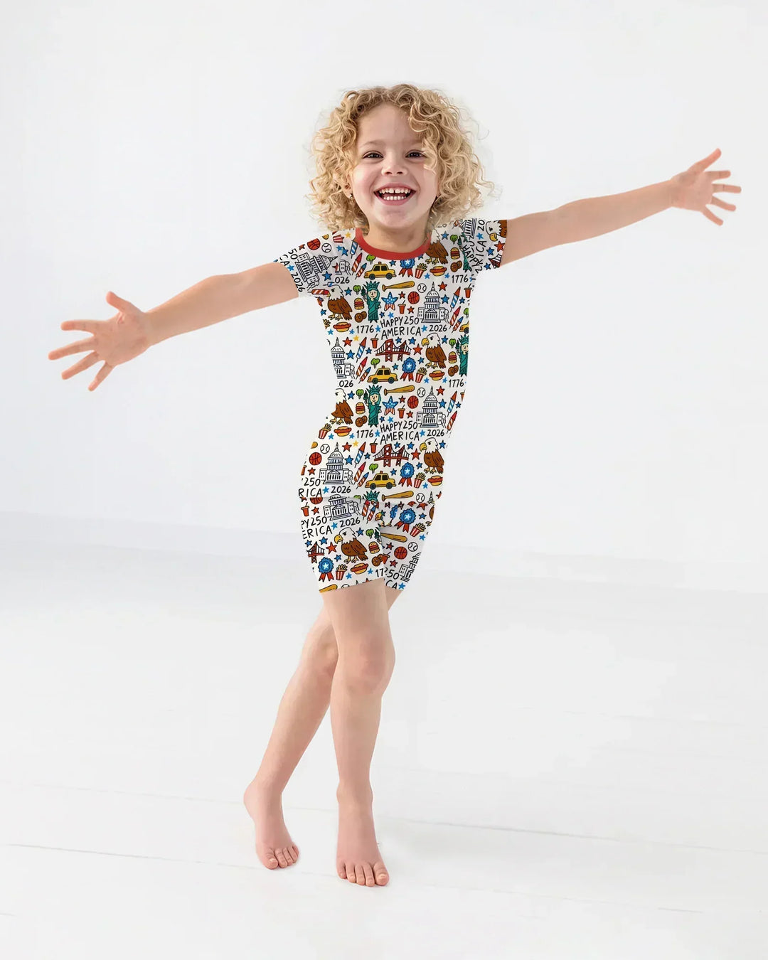 Doodle America 250th Anniversary Family Bamboo Two Piece Short Sleeve Shorts Pajama Set