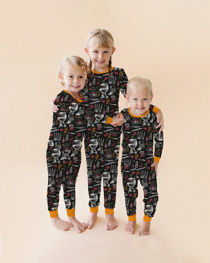 Backyard BBQ Party Family Matching Bamboo Two Piece Long Sleeve Pajama Set
