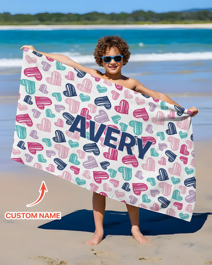 Custom Name Pretty Pattern Bamboo Beach Towel