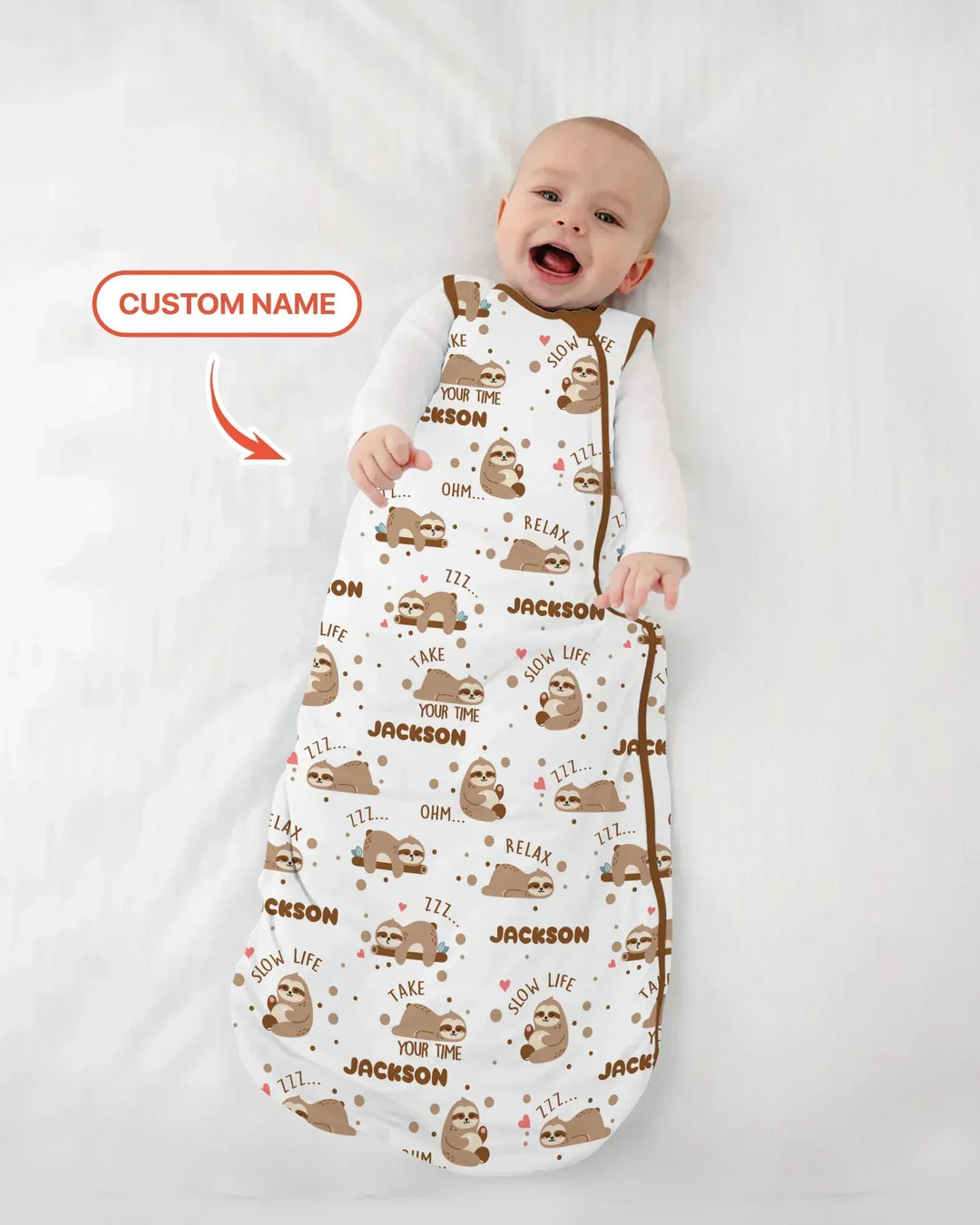 Custom Name Cute Sloth Bamboo Sleep Bag