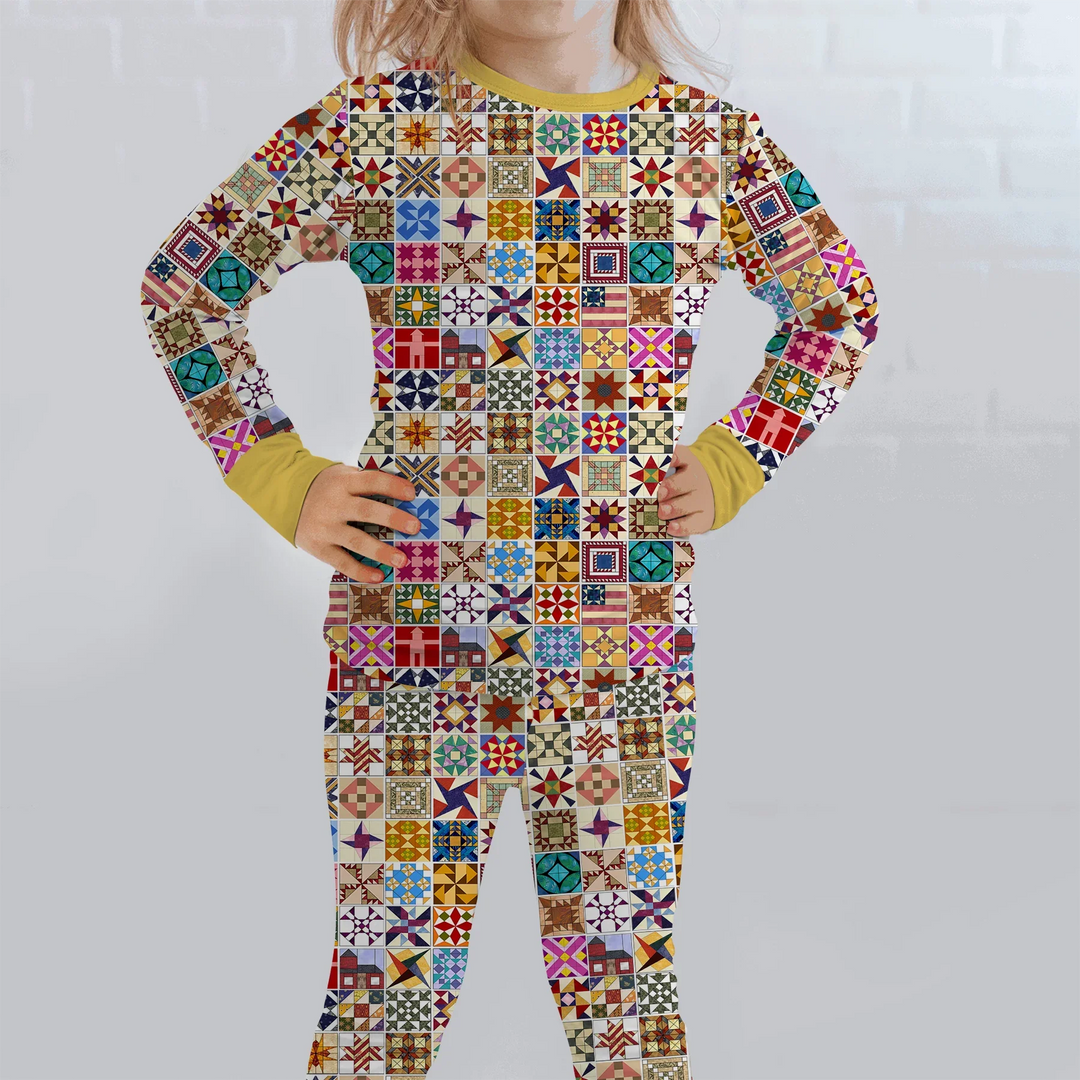 Heritage Quilt Bamboo Two Piece Long Sleeve Pajama Set