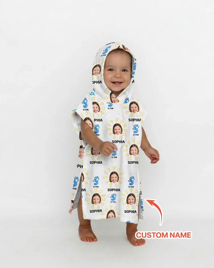 Custom Photo Summer Letter Kid Bamboo Swim Poncho