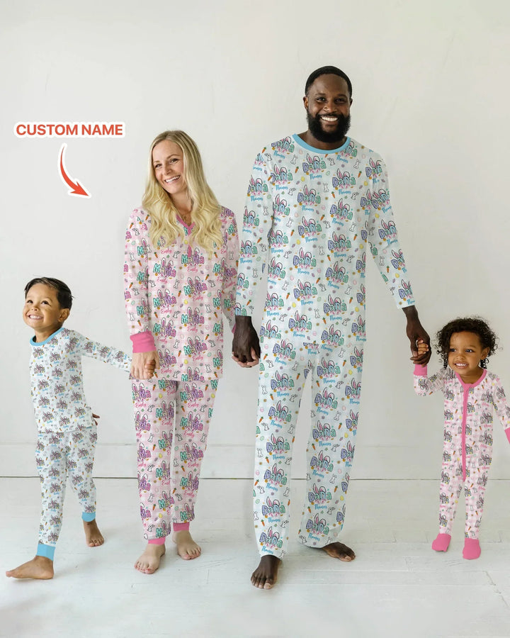 Custom Name Easter Family Matching Bamboo Men's Pajama Set