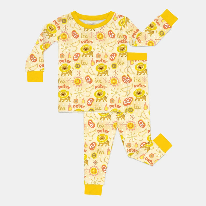 Custom Name Zodiac Leo Bamboo Two Piece Long Sleeve Pajama Set