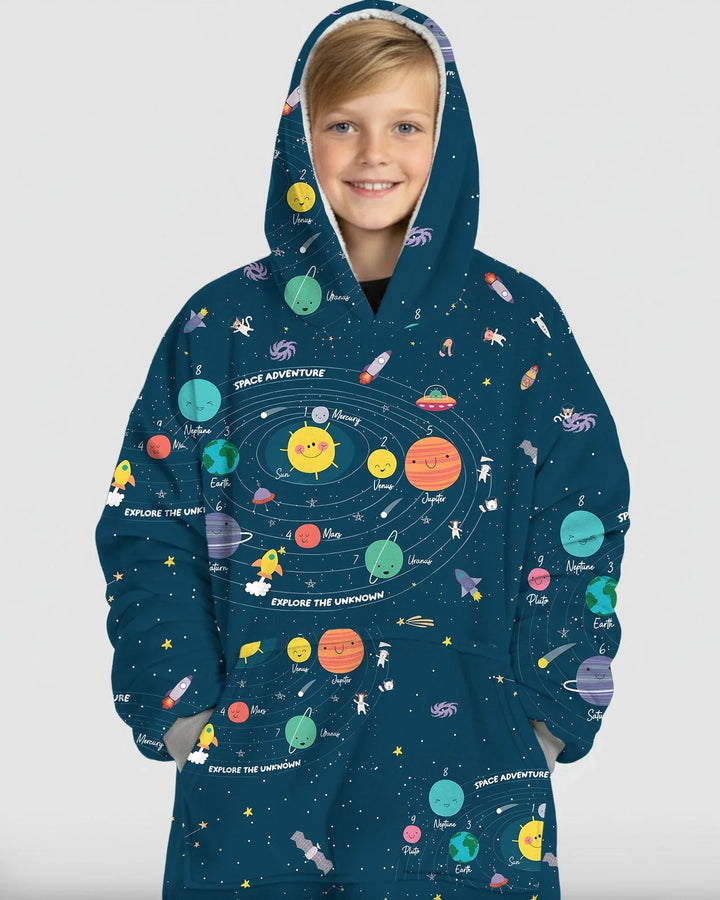 Solar System Explorers Bamboo Blanket Hoodie