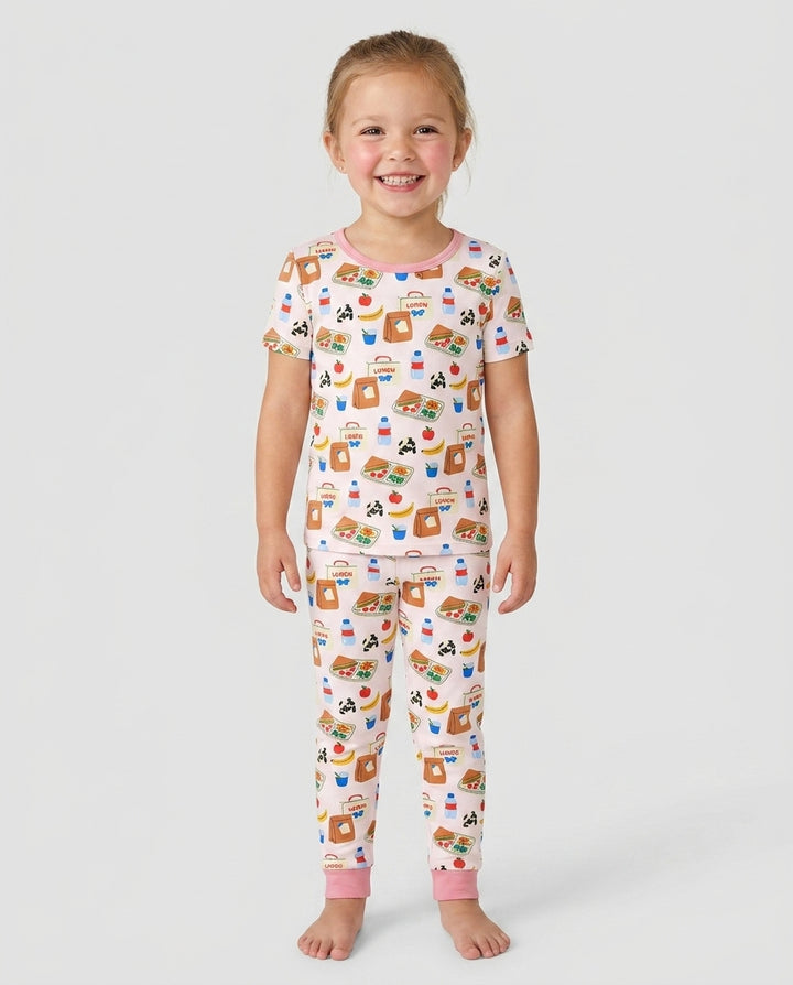Happy School Lunch Bamboo Two Piece Short Sleeve Pajama Set