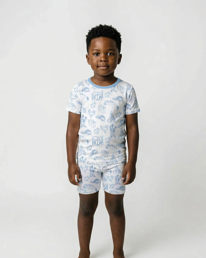 Psalm 23 Sketch Bamboo Two Piece Short Sleeve Shorts Pajama Set