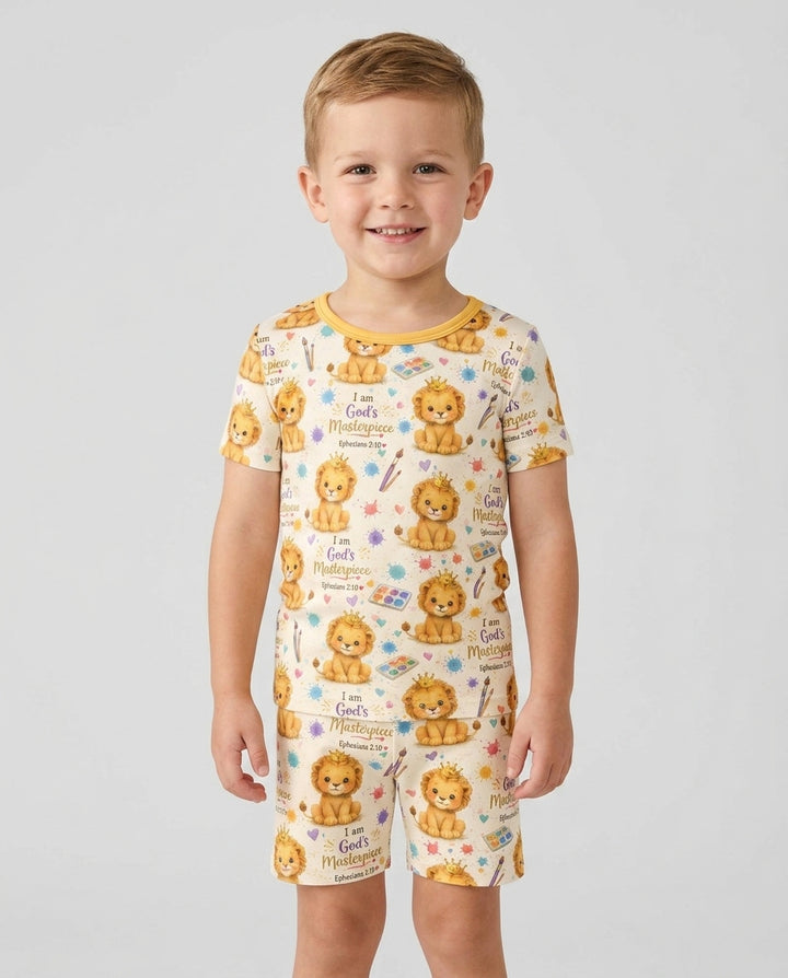 I Am God's Masterpiece Two Piece Short Sleeve Shorts Pajama Set