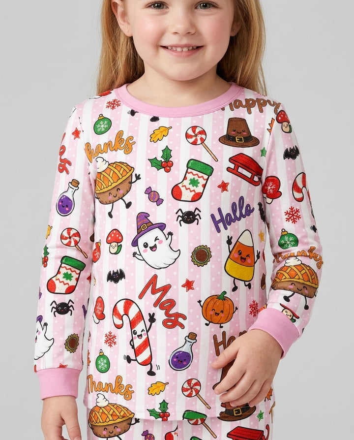 Happy Hallothanksmas Bamboo Two Piece Long Sleeve Pajama Set