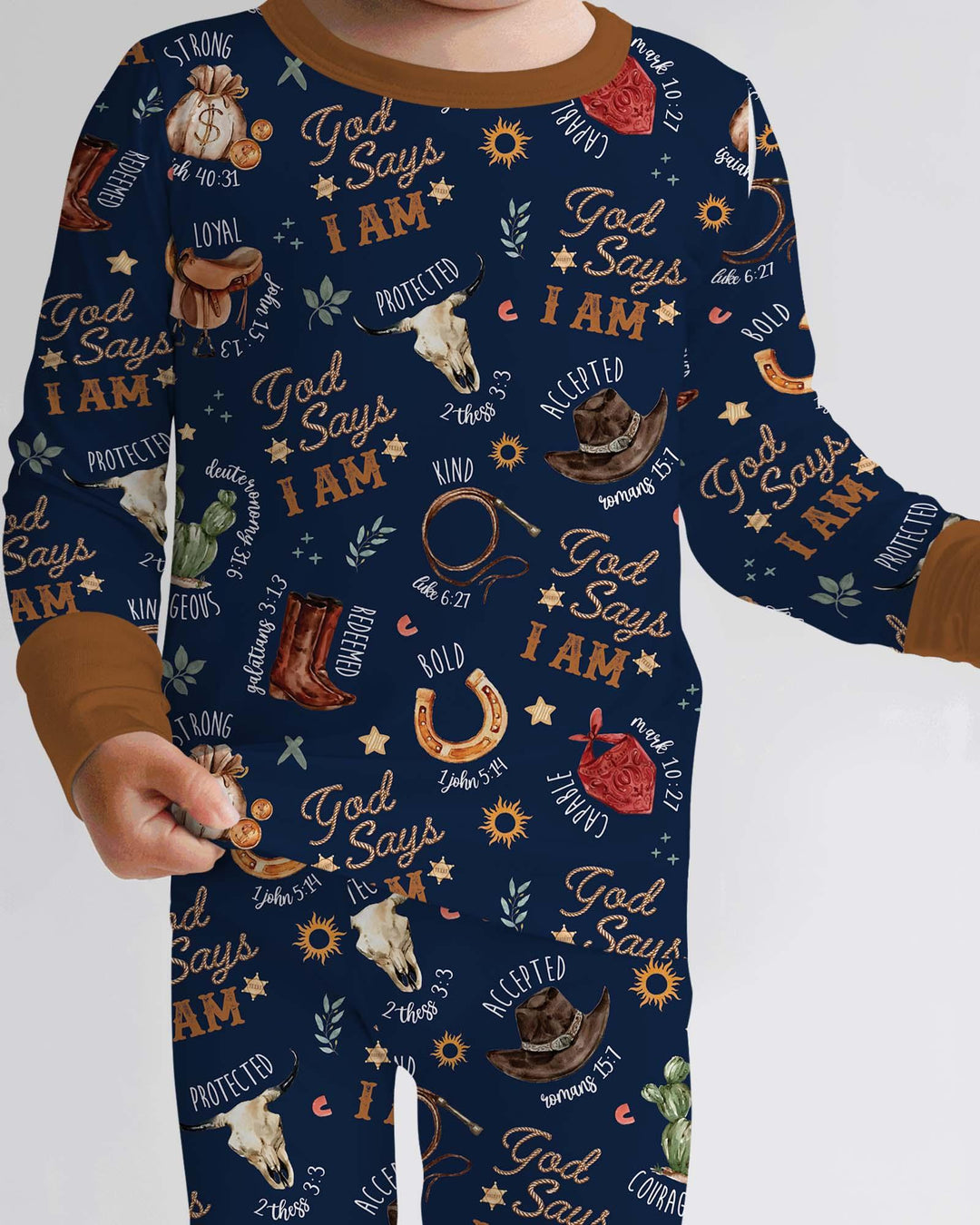 God Says I Am Western Faith Bamboo Two Piece Long Sleeve Pajama Set