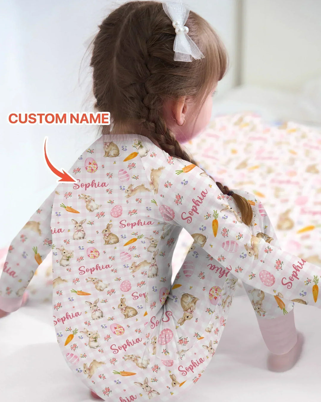 Custom Name Bunny Garden Bamboo Convertible Zippy