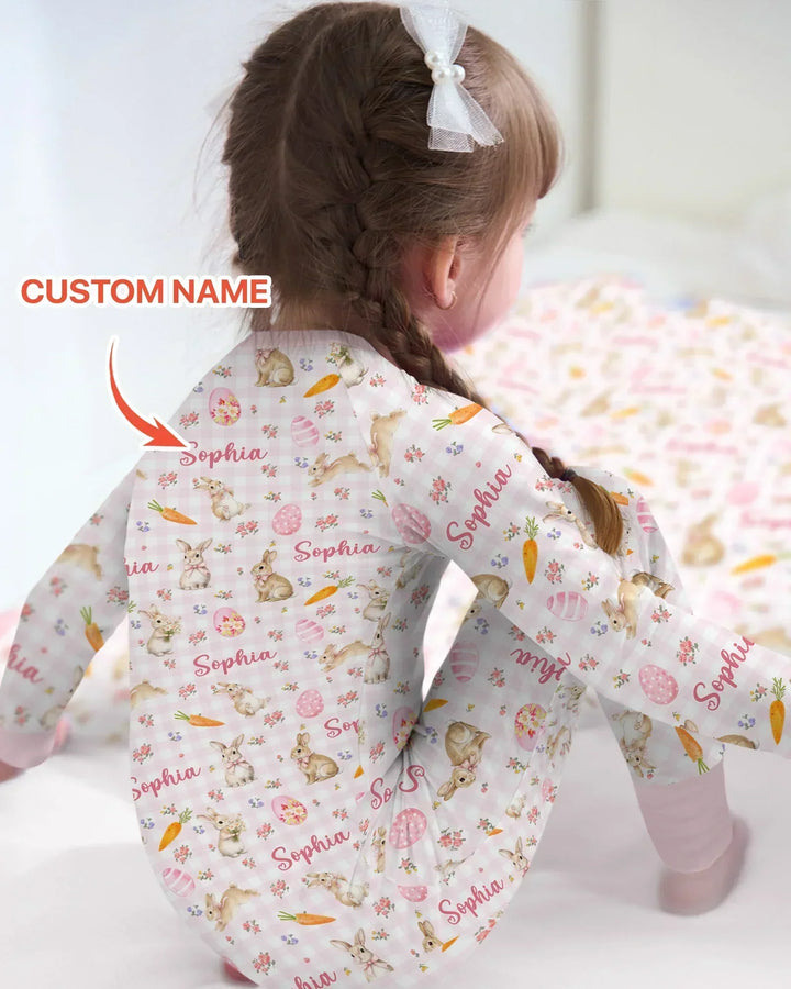 Custom Name Bunny Garden Bamboo Convertible Zippy