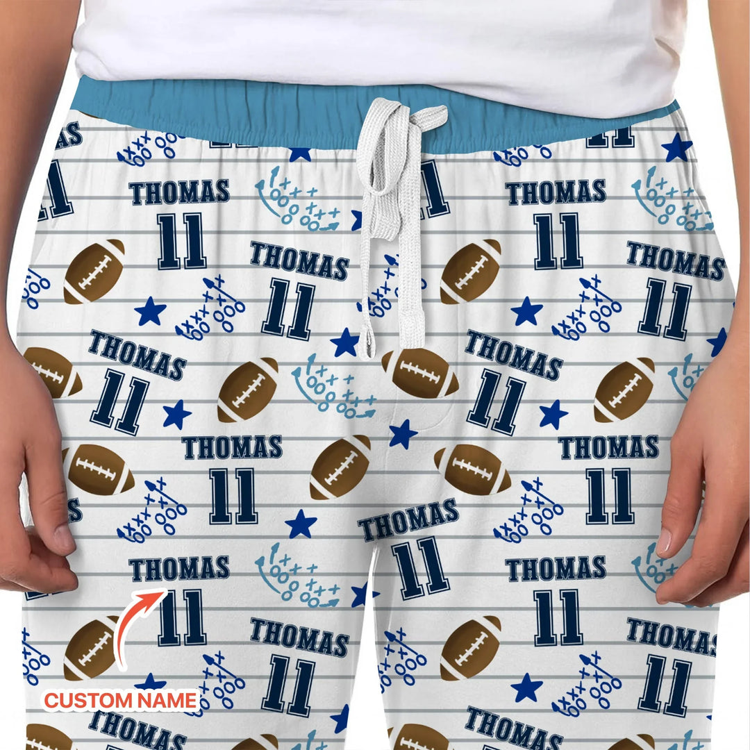 Custom Name Football Time Bamboo Men's Pajama Set