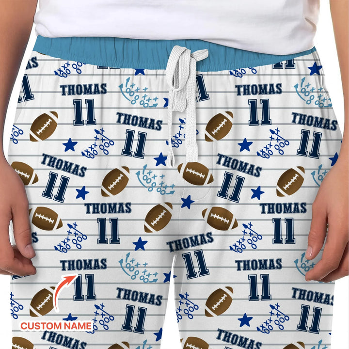 Custom Name Football Time Bamboo Men's Pajama Set