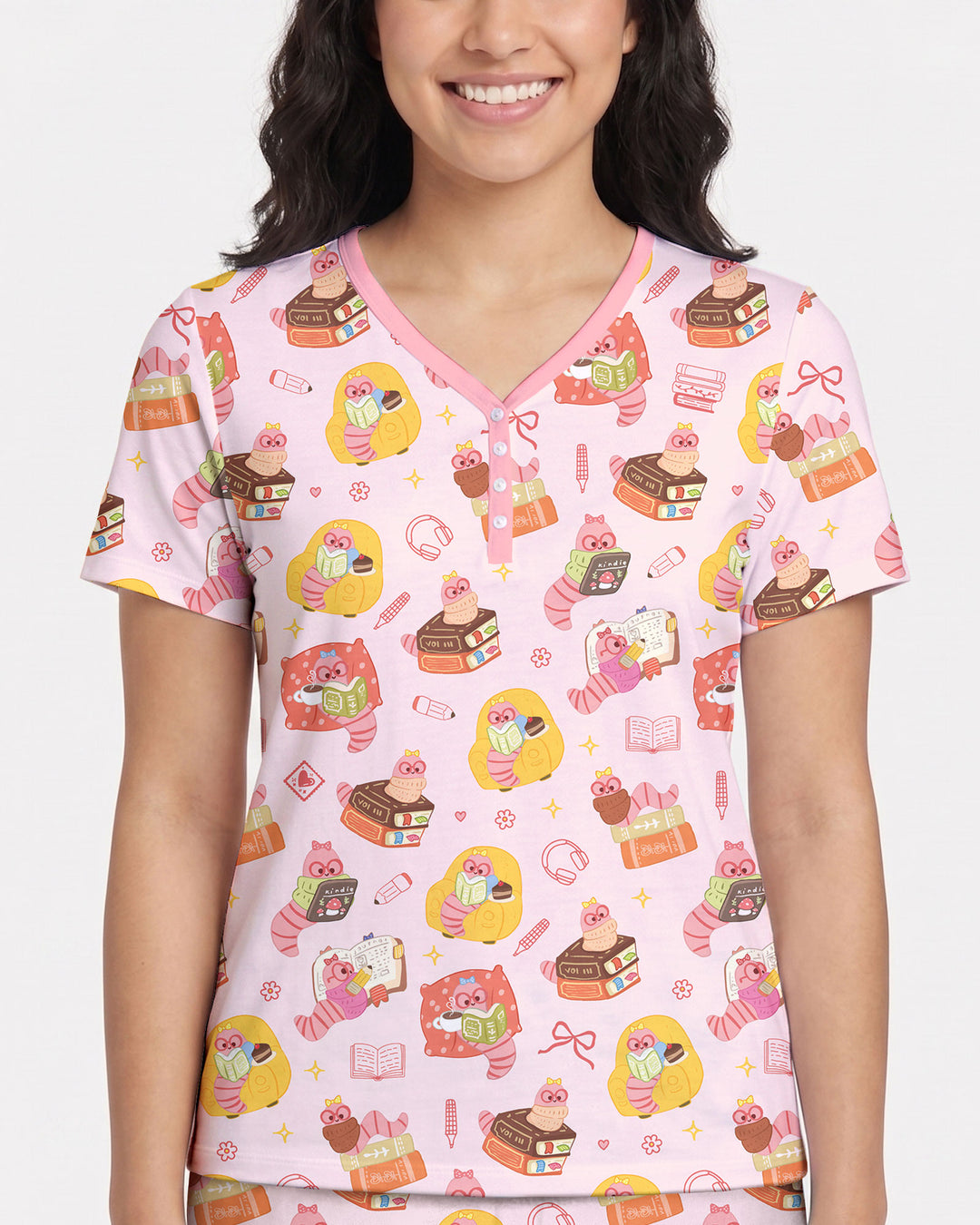 Little Book Worm Family Matching Bamboo Women Short Sleeve Short Pajama Set