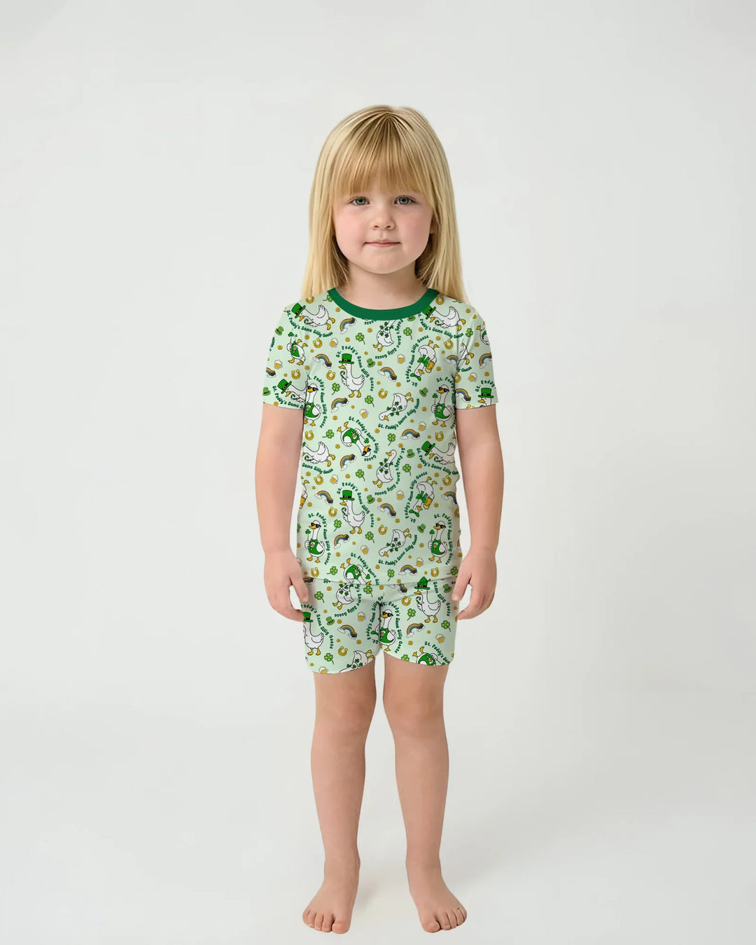 St. Patrick's Day Silly Goose Bamboo Two Piece Short Sleeve Shorts Pajama Set