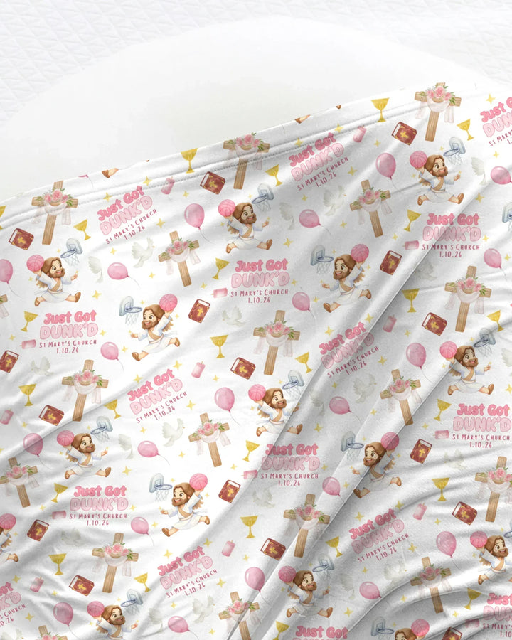 Custom Name Baptism Just Got Dunk'd swaddle blanket