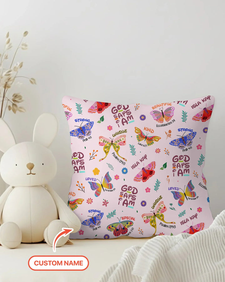 Custom Name God says I am Butterfly Bamboo Pillow Case