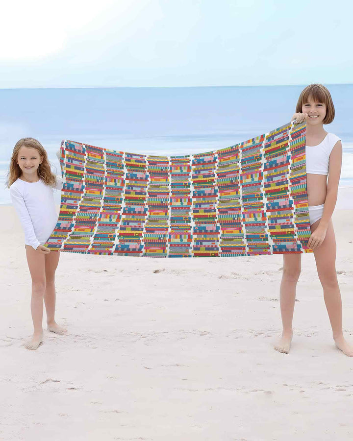 Rainbow Bookshelf Bamboo Beach Towel