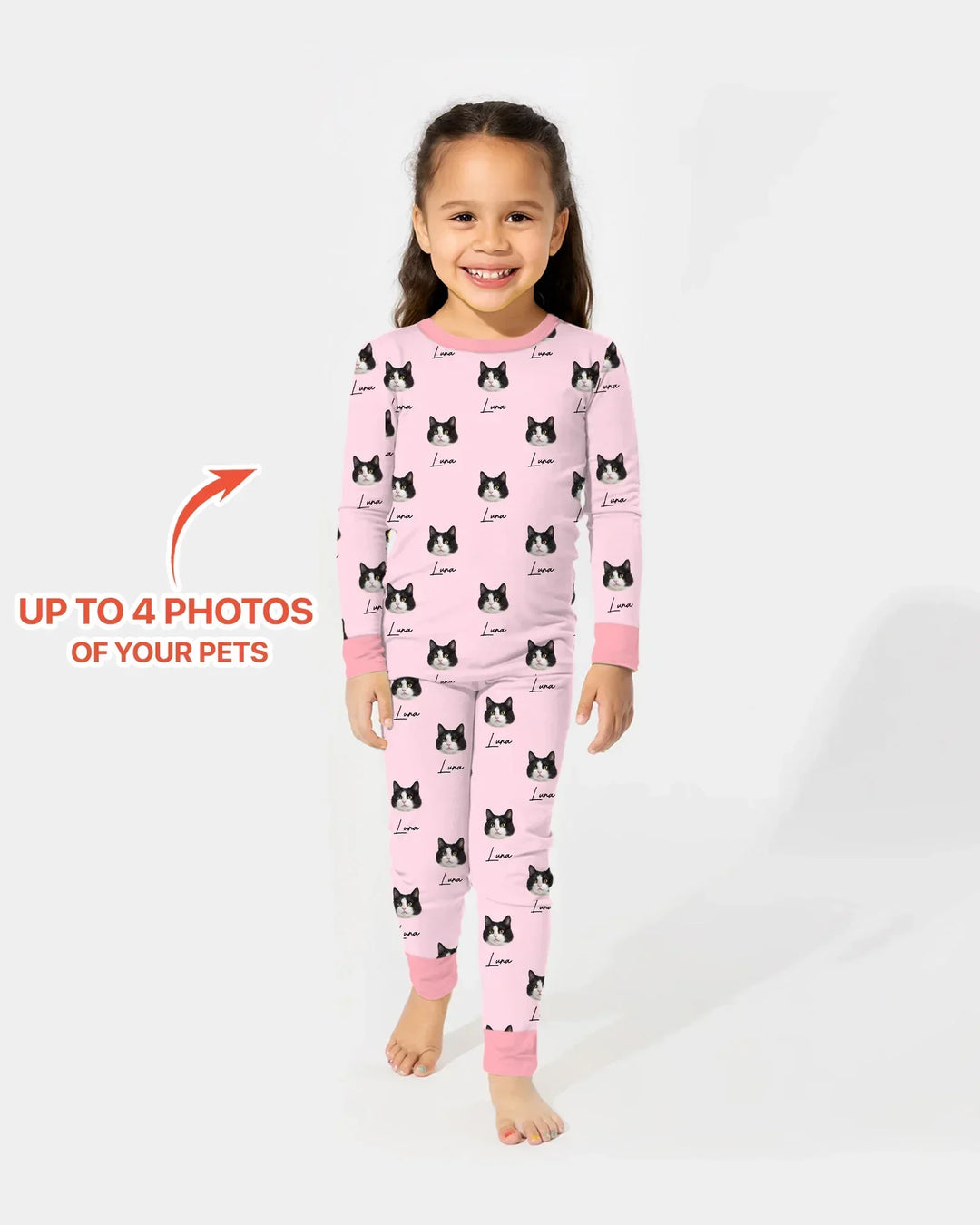 Custom Name and Pet Photos Bamboo Two Piece Long Sleeve Pajama Set