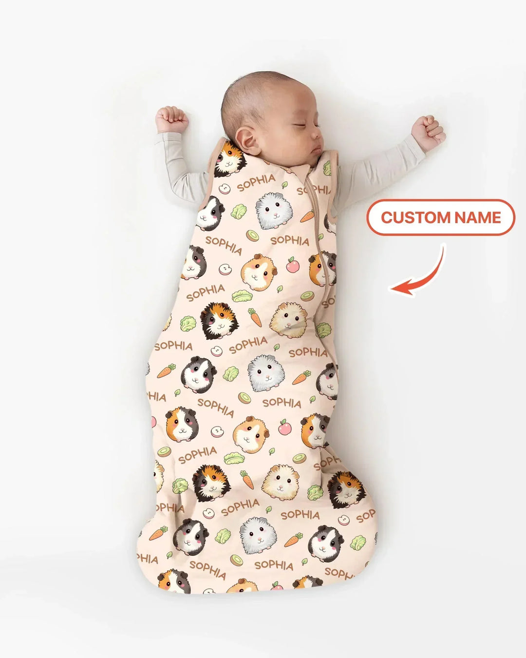 Custom Name Cute Guinea Pigs Bamboo Sleep Bag