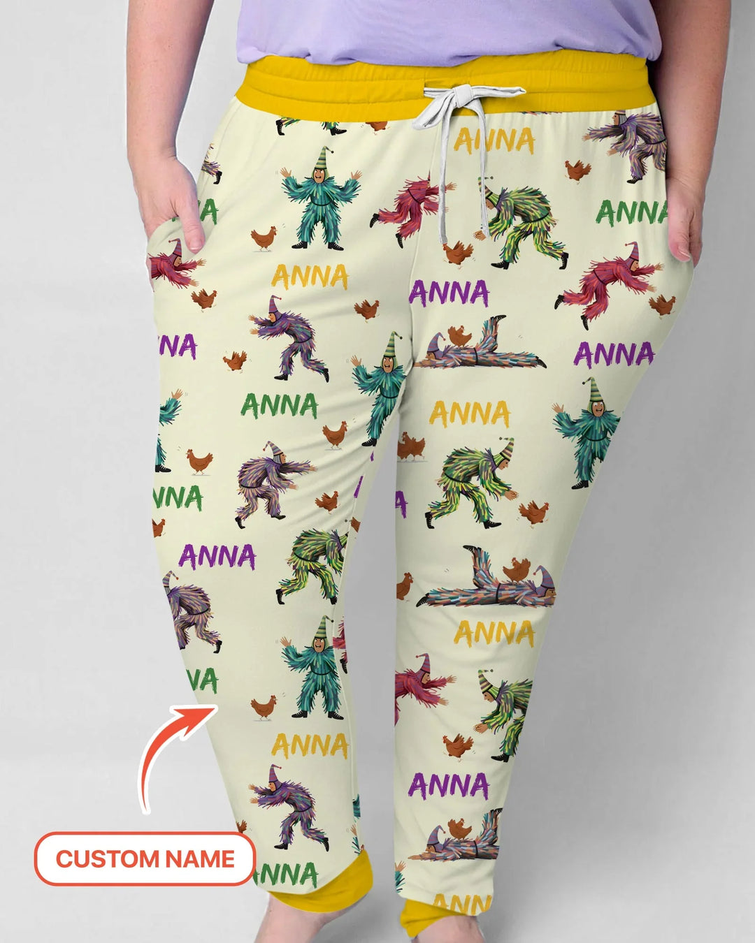 Custom Name Mardi Gras Chicken Chase Family Matching Bamboo Women Pajama Set