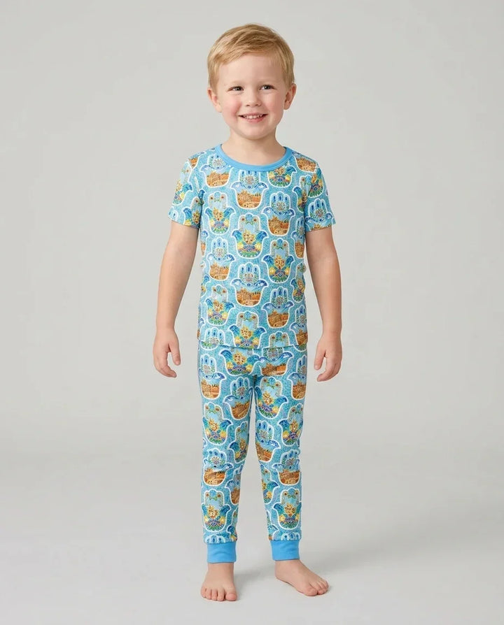 Hamsa Hand Bamboo Two Piece Short Sleeve Pajama Set