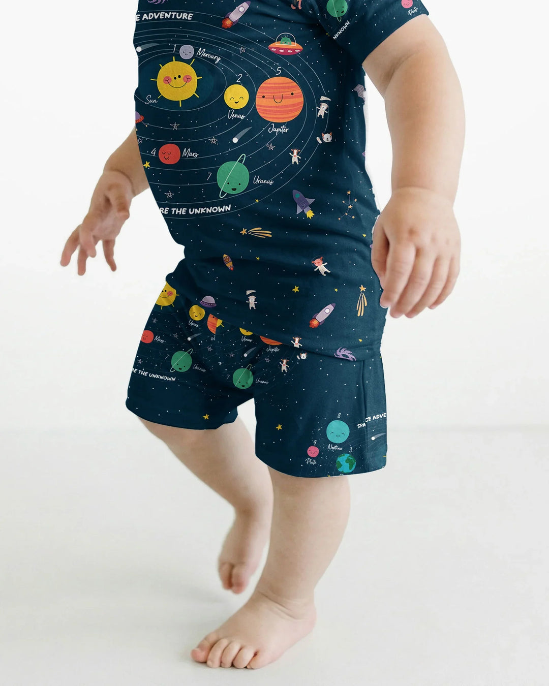 Solar System Explorers Bamboo Two Piece Short Sleeve Shorts Pajama Set