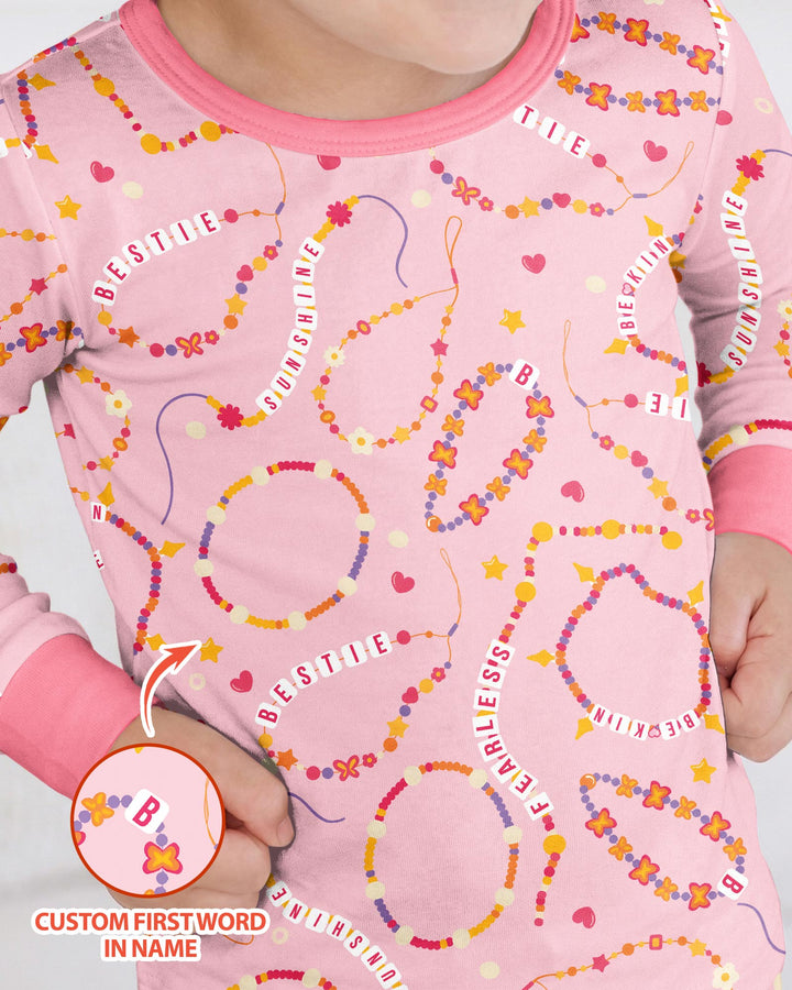 In My Friendship Bracelet Era Girls Matching  Bamboo Two Piece Long Sleeve Pajama Set