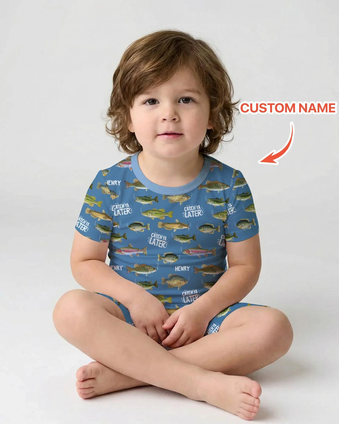 Catch Ya Later Matching Daddy & Me Bamboo Two Piece Short Sleeve Shorts Pajama Set