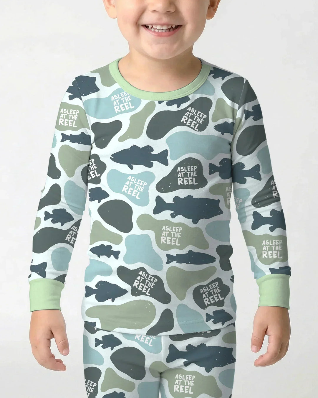 Asleep At The Reel Matching Daddy & Me Bamboo Two Piece Long Sleeve Pajama Set
