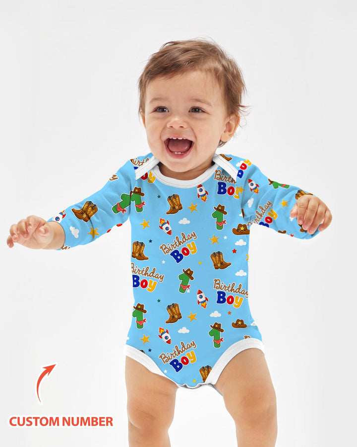 Custom Birthday Western Boy Bamboo Bodysuit