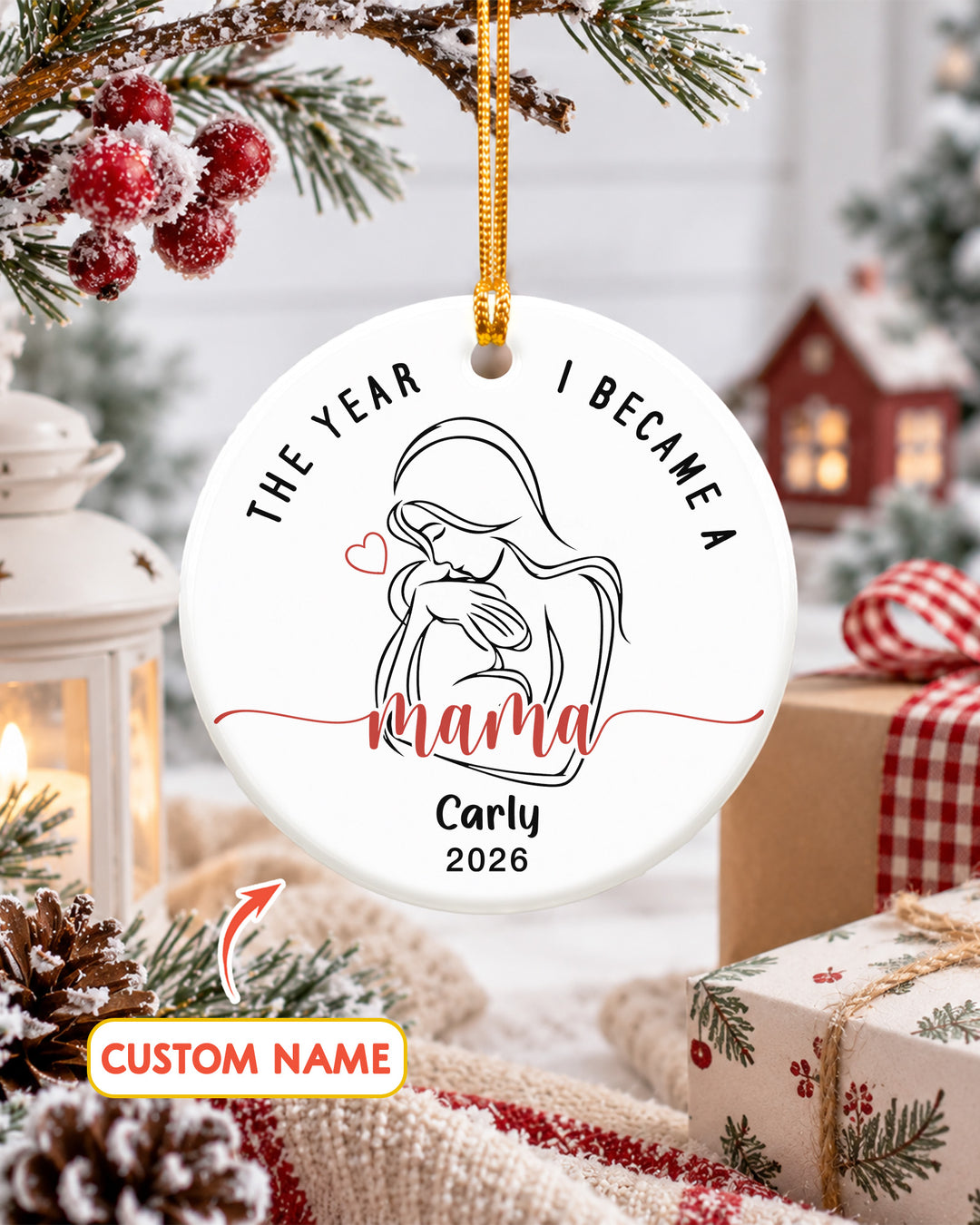 The Year I Became a Mama Ceramic Ornament