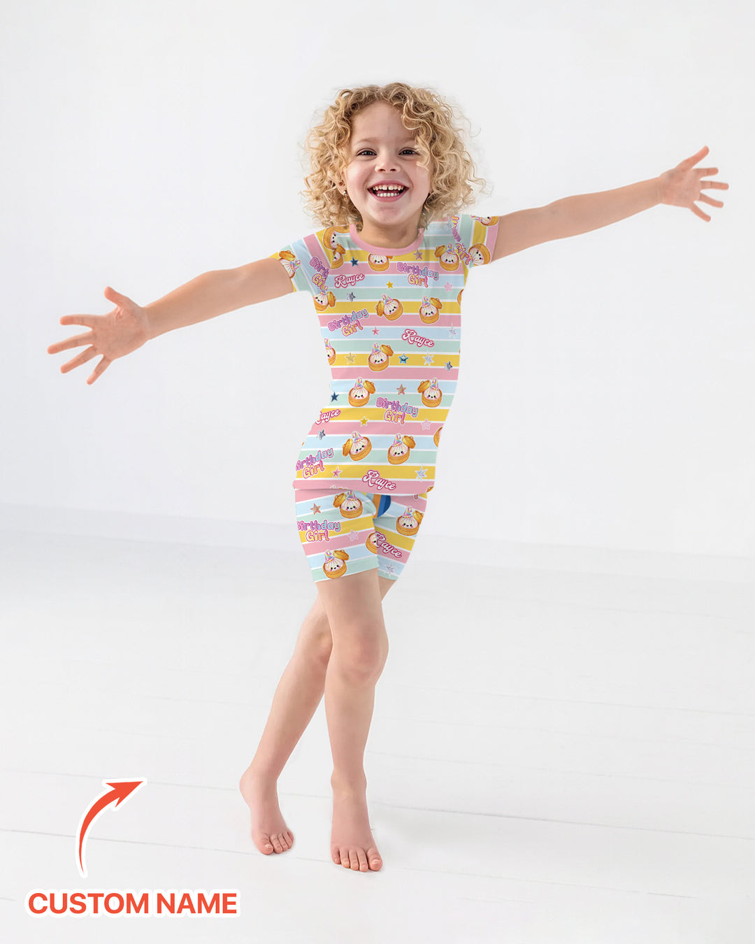 Custom Dumpling Birthday Girl  Bamboo Two Piece Short Sleeve Shorts Pajama Set