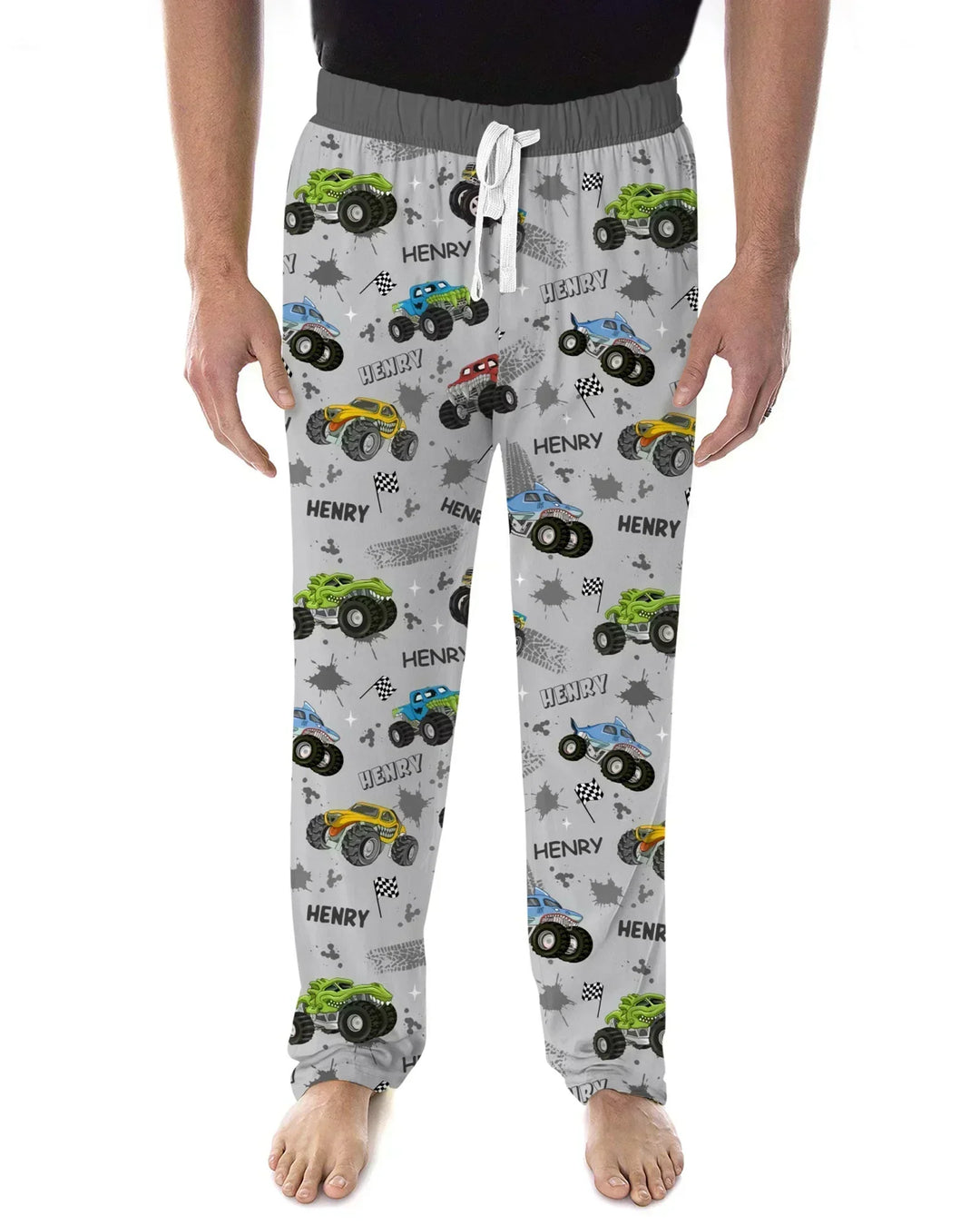 Monster Truck Dirt Jam Custom Name Daddy & Me Matching Bamboo Men's Pajama Set