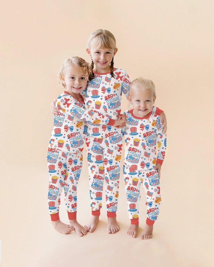 Red White & 250 Bamboo Two Piece Long Sleeve Pajama Set