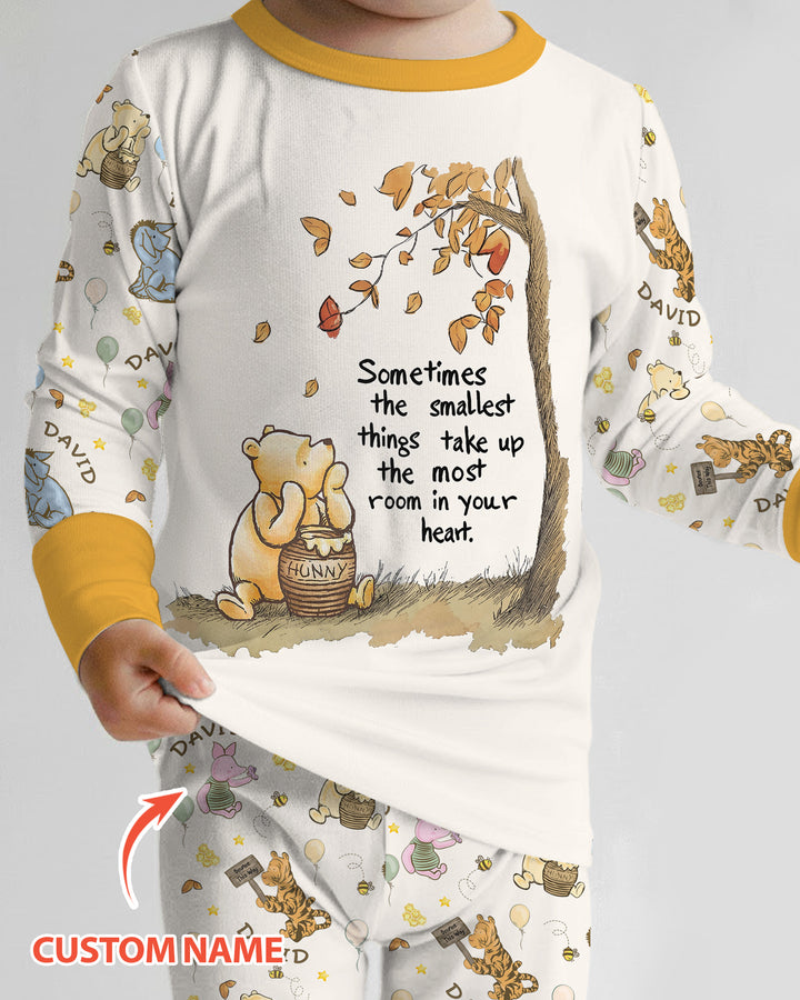 Little Things, Big Love Classic Bear Custom Name Bamboo Two Piece Long Sleeve Pajama Set