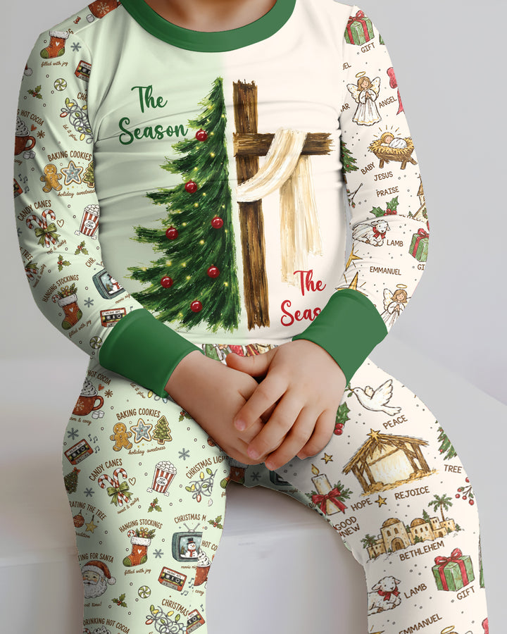 Jesus Is The Reason For The Season Family Matching Bamboo Two Piece Long Sleeve Pajama Set