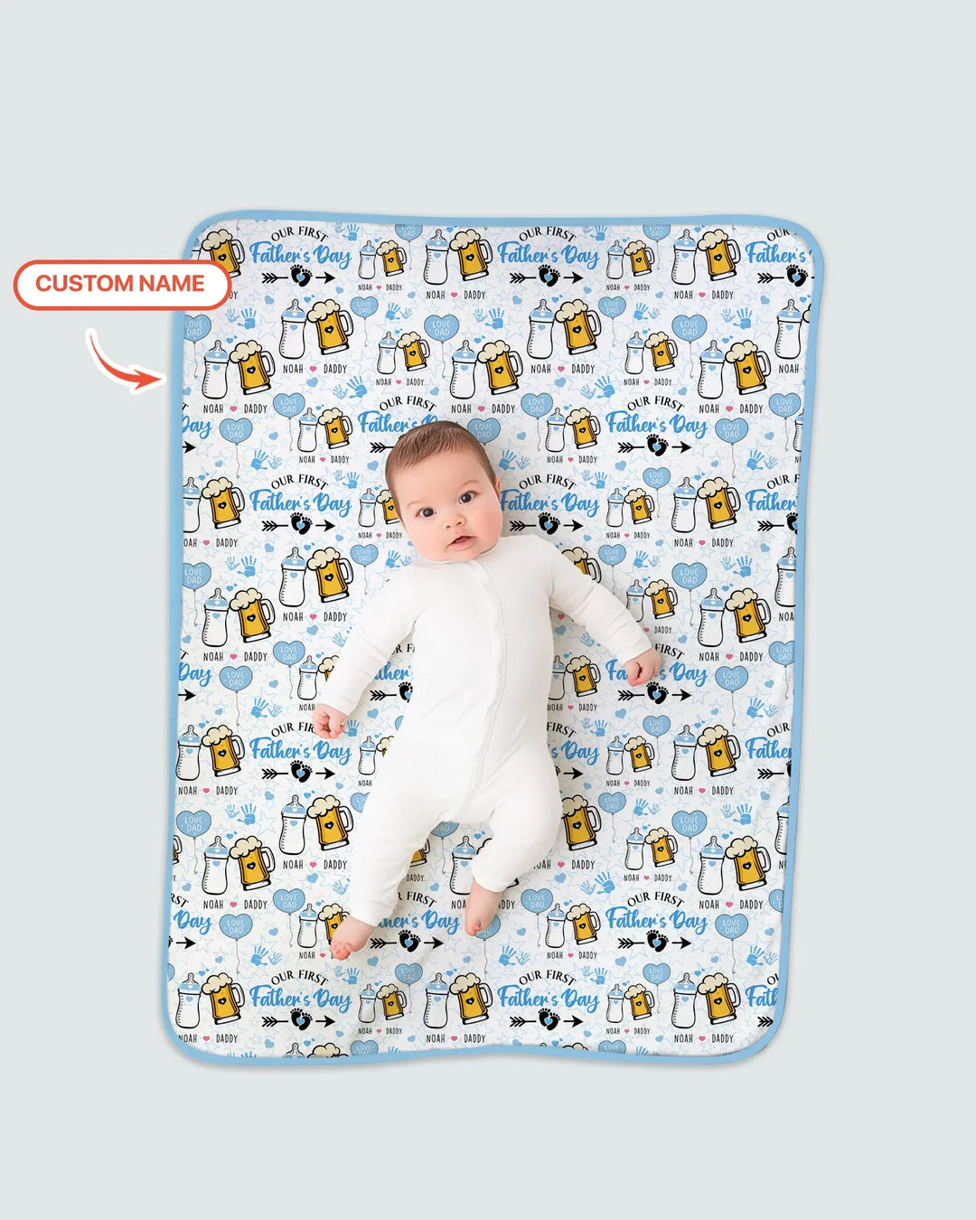 Custom Name First Father's Day Drink Bamboo Blanket