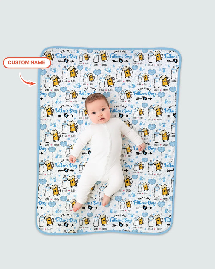 Custom Name First Father's Day Drink Bamboo Blanket