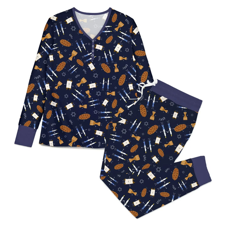 Shabbat Shalom Family Matching Custom Bamboo Women Pajama Set