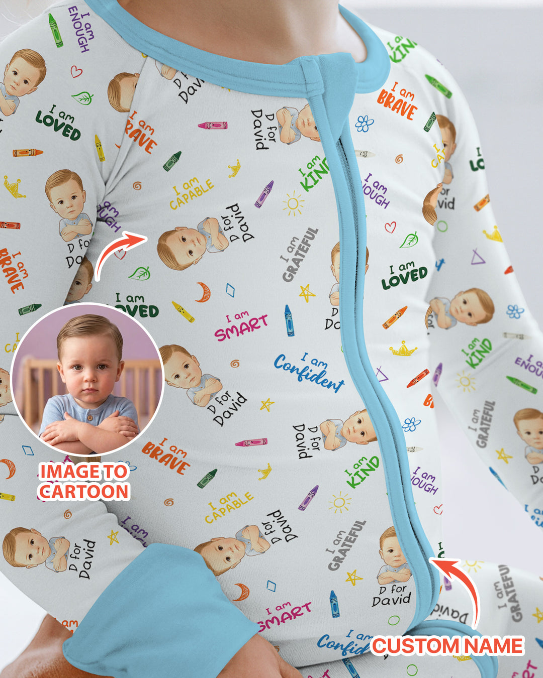 Kids Affirmations Custom  Bamboo Convertible Zippy