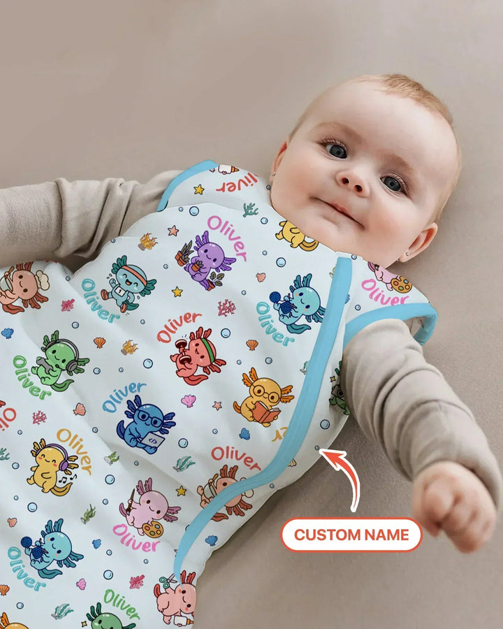 Custom Name Cute Hobby Axolotl Bamboo Sleep Bag