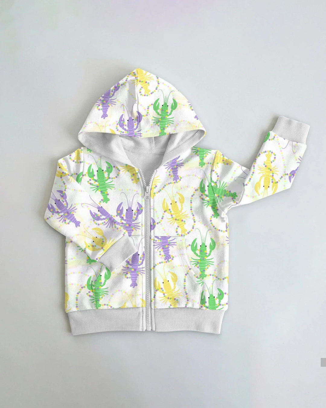Mardi Gras Crawfish Family Matching Bamboo Zip Hoodie