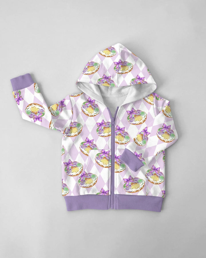 Mardi Gras Donut Bamboo Zip Hoodie