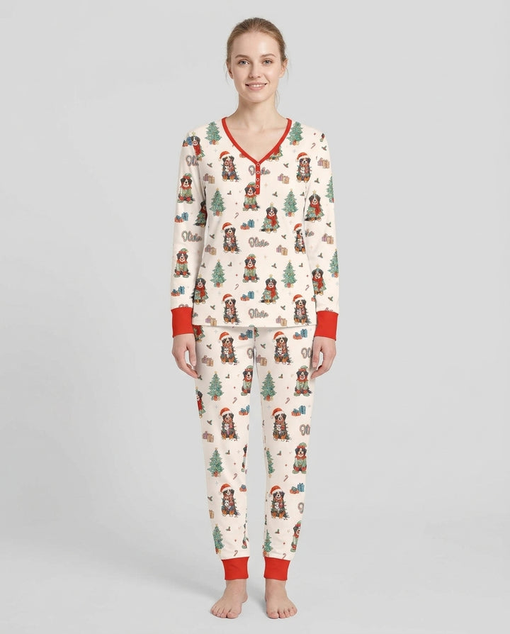 Christmas Bernese Mountain Dog Family Matching Bamboo Women Pajama Set