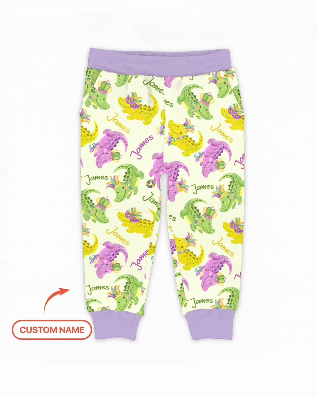 Custom Name Mardi Gras Alligator Bamboo Jogger