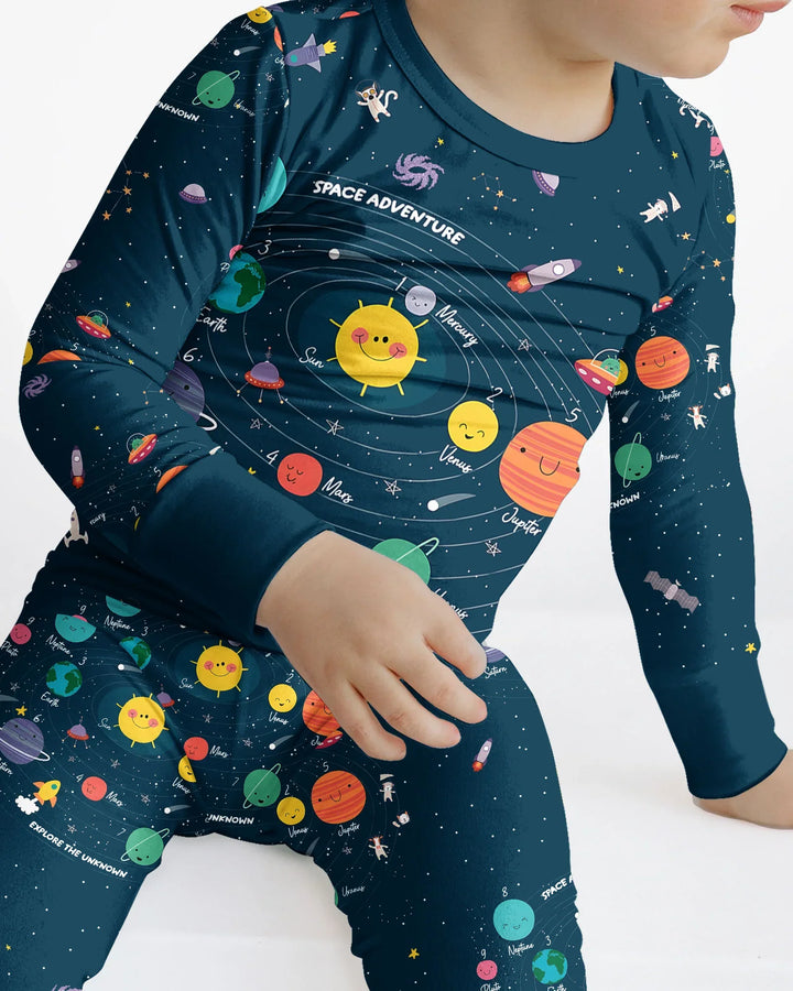Solar System Explorers Bamboo Two Piece Long Sleeve Pajama Set