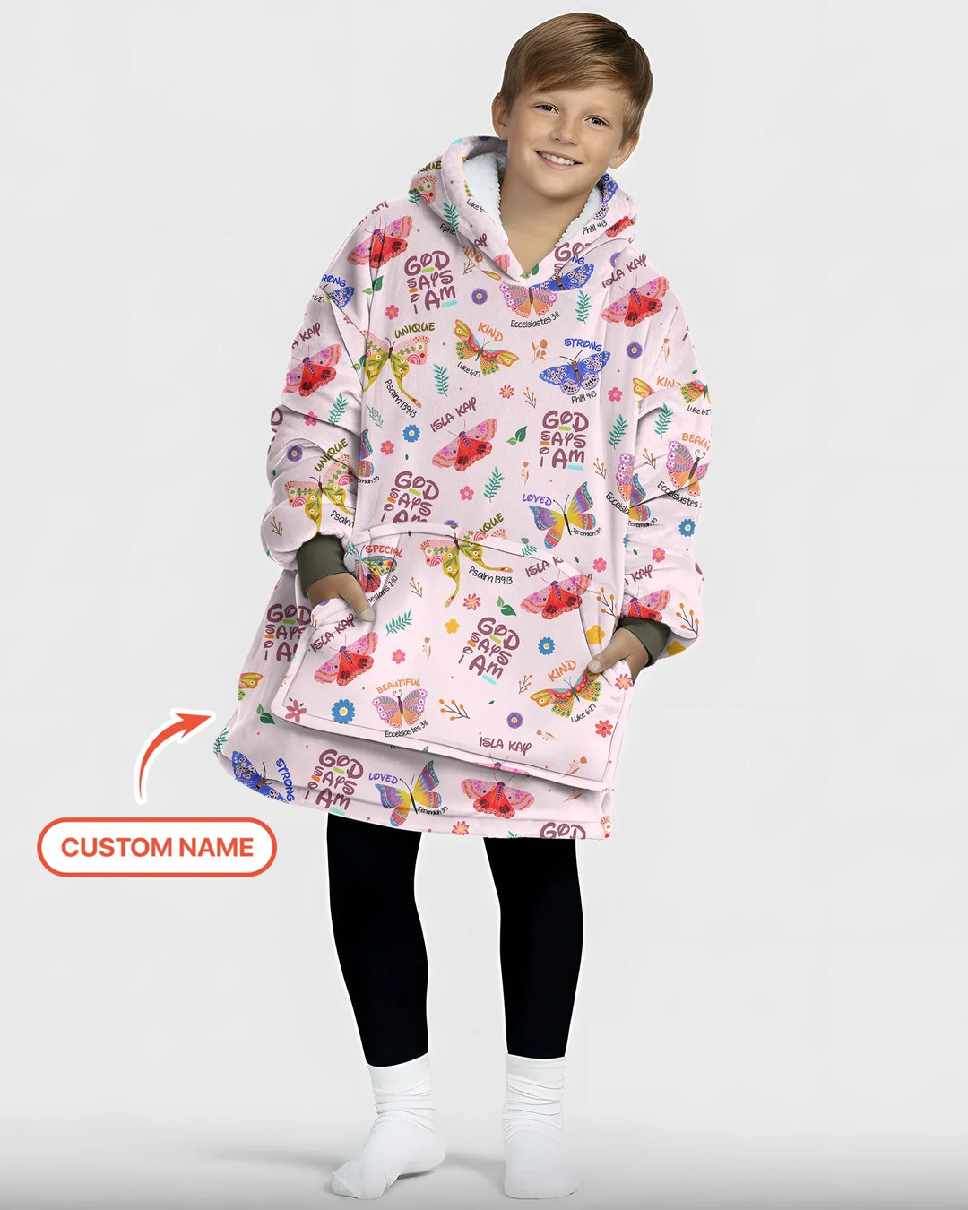 God says I am Butterfly Bamboo Blanket Hoodie